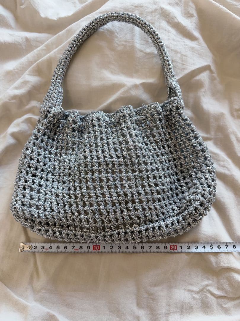 グレー 編み込みデザイン バッグ