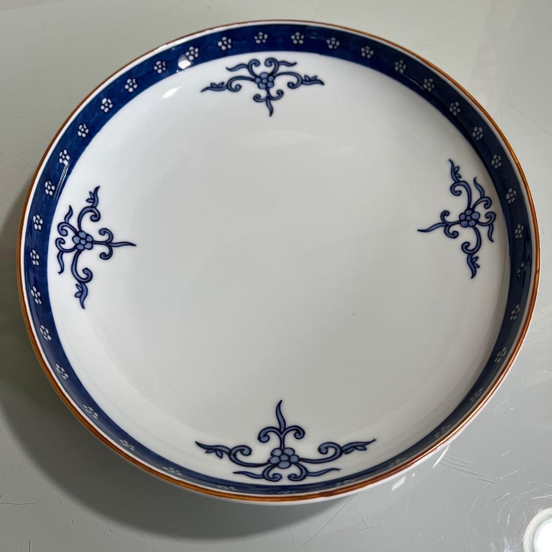 源右衛門　染付梅地紋　オーバルプレート￼ 楕円形　盛皿　盛鉢（G）