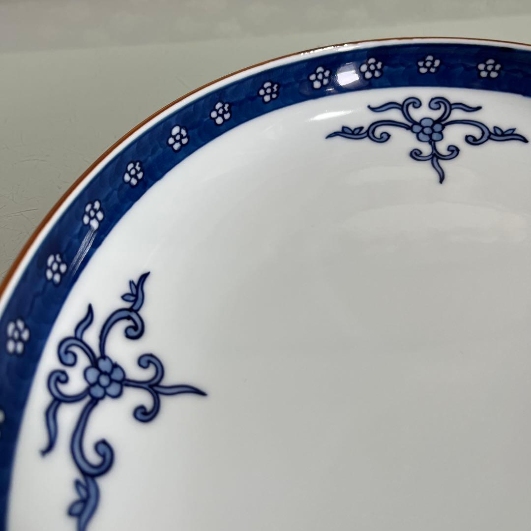 源右衛門　染付梅地紋　オーバルプレート￼ 楕円形　盛皿　盛鉢（G）