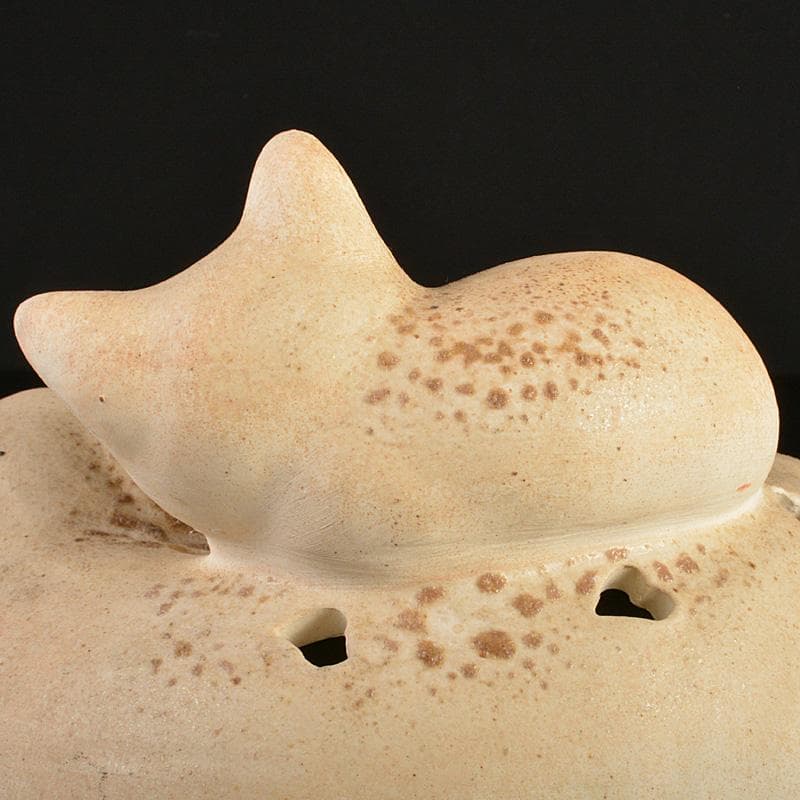 備前焼　古備前　白備前　猫　置物　M　R7151