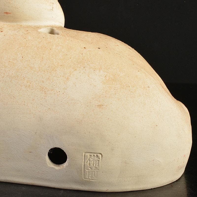 備前焼　古備前　白備前　猫　置物　M　R7151