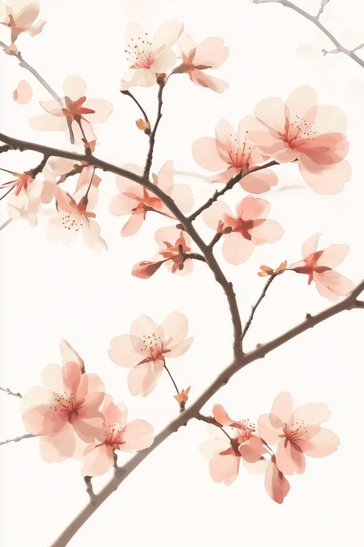 桜アートポスター｜和ボタニカル《Sakura》ミニマルアート A2