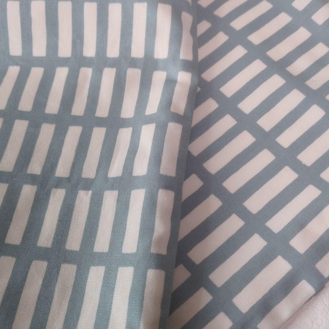 レッスンバッグ　シューズケース　手提げ　絵本袋　格子柄　水色　ハンドメイド