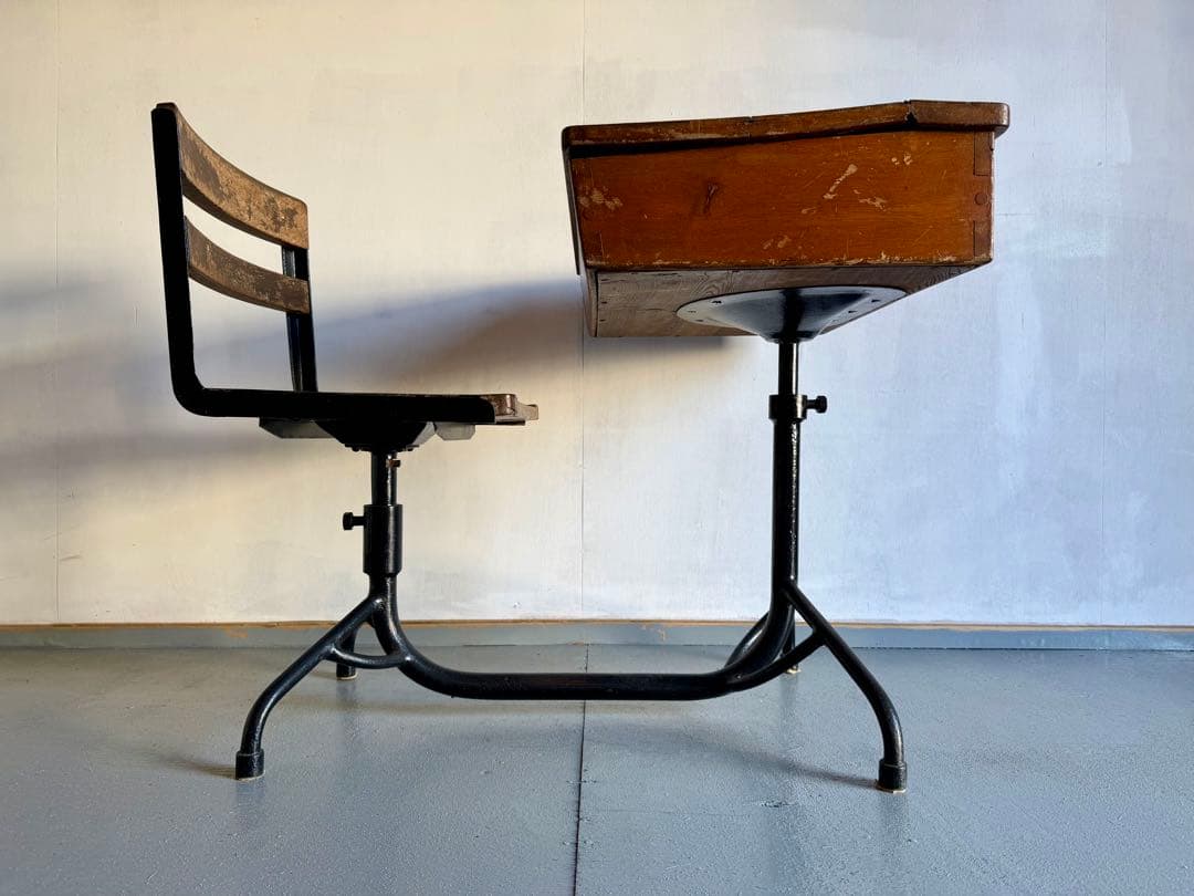 チェア 一体型 スクールデスクチェア アイアンフレーム 学習机 勉強机 学校