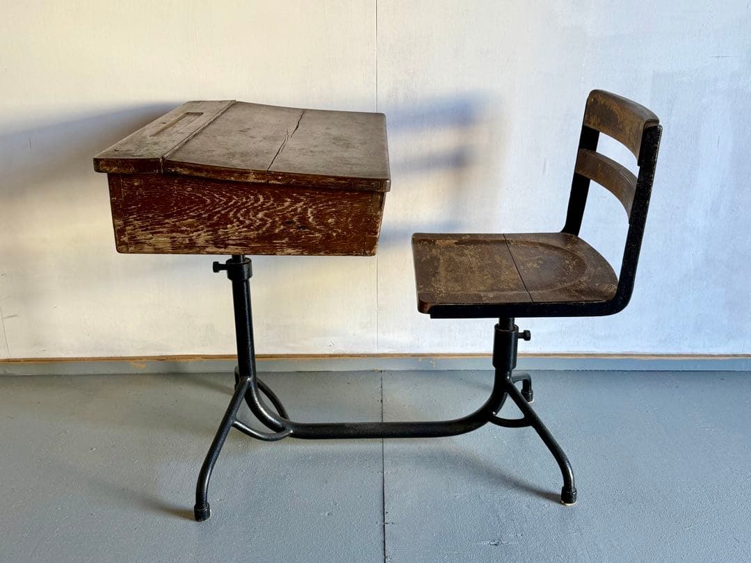 チェア 一体型 スクールデスクチェア アイアンフレーム 学習机 勉強机 学校