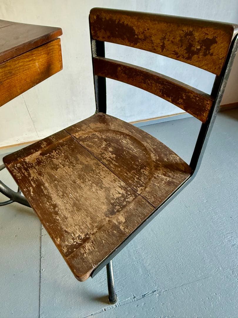 チェア 一体型 スクールデスクチェア アイアンフレーム 学習机 勉強机 学校