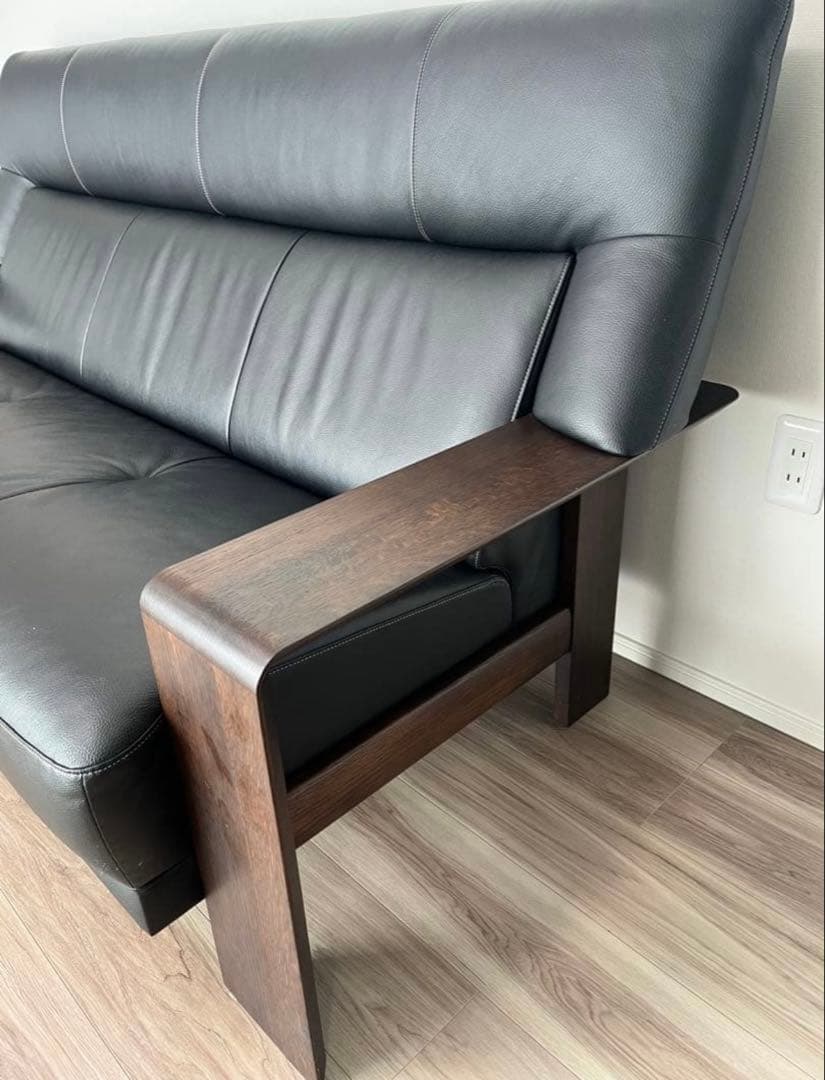 【美品】カリモク 3人掛けソファ　ダンテS　ブラック