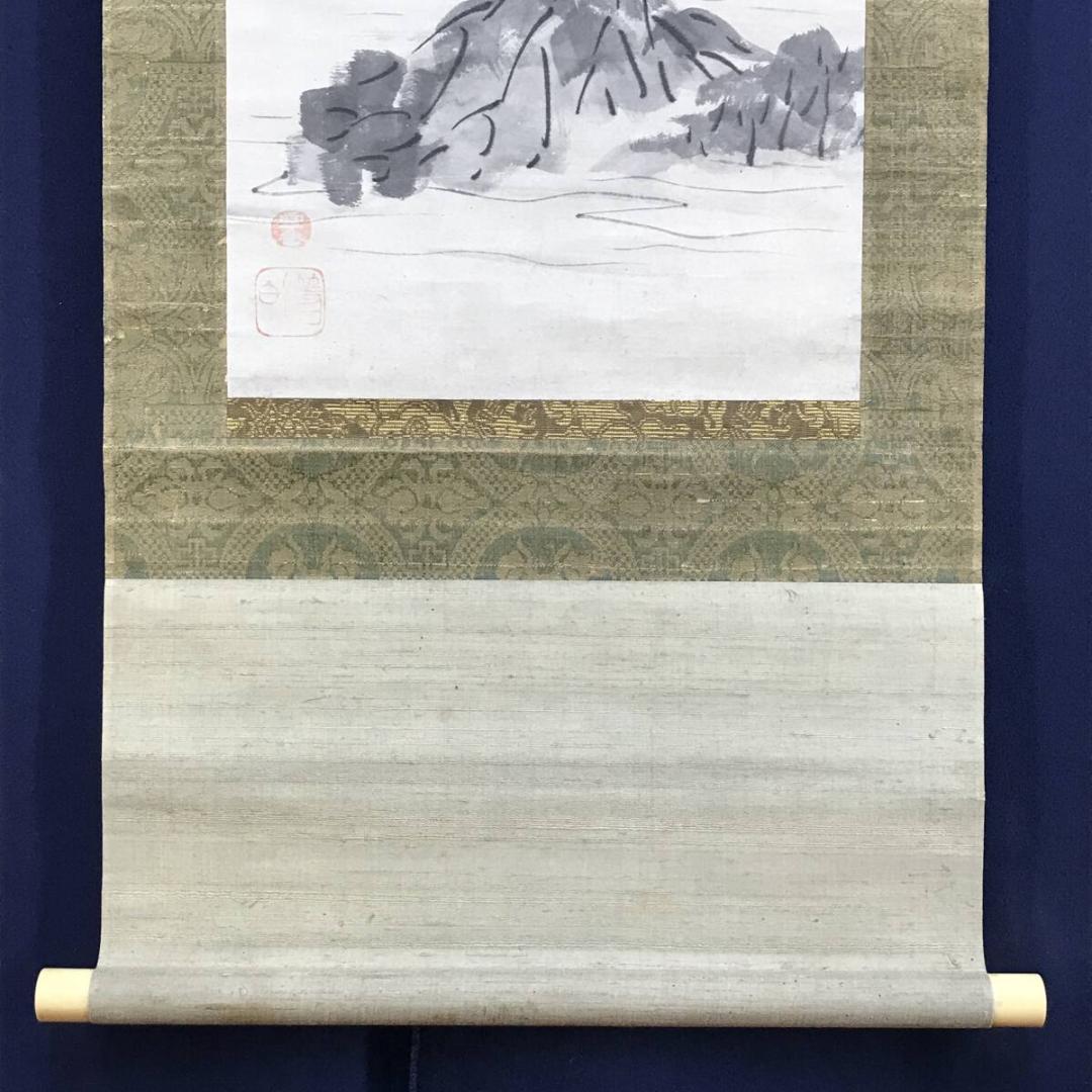 模写/長谷川等伯/蓮に小禽図/ハスにセキレイ図/花鳥図/掛軸☆宝船☆AH-802