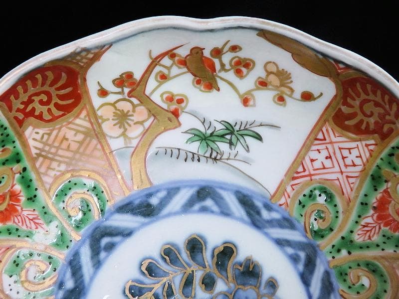 古伊万里　金襴手　牡丹に松竹梅の図　４寸皿　５枚　C782AS-CFj