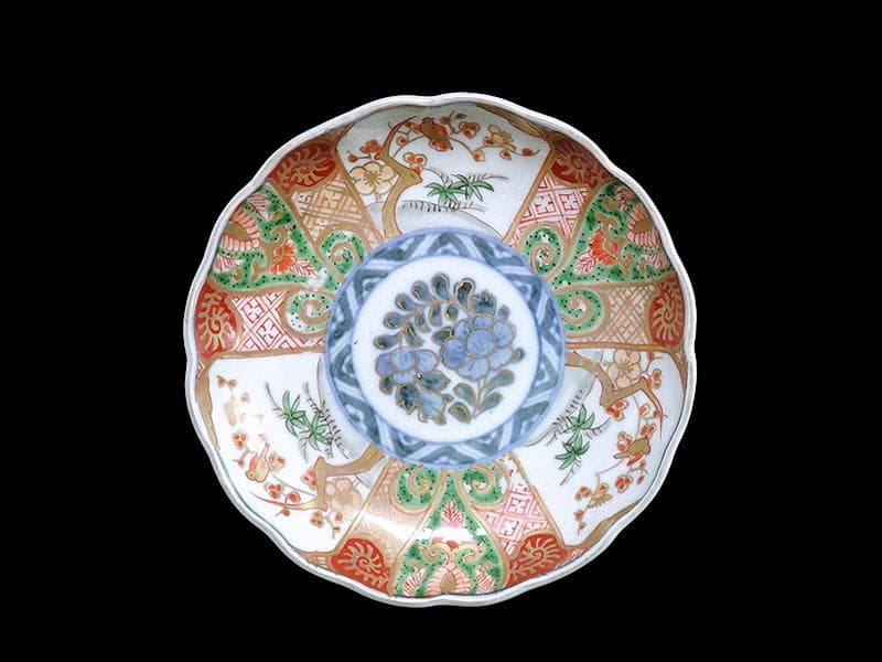 古伊万里　金襴手　牡丹に松竹梅の図　４寸皿　５枚　C782AS-CFj