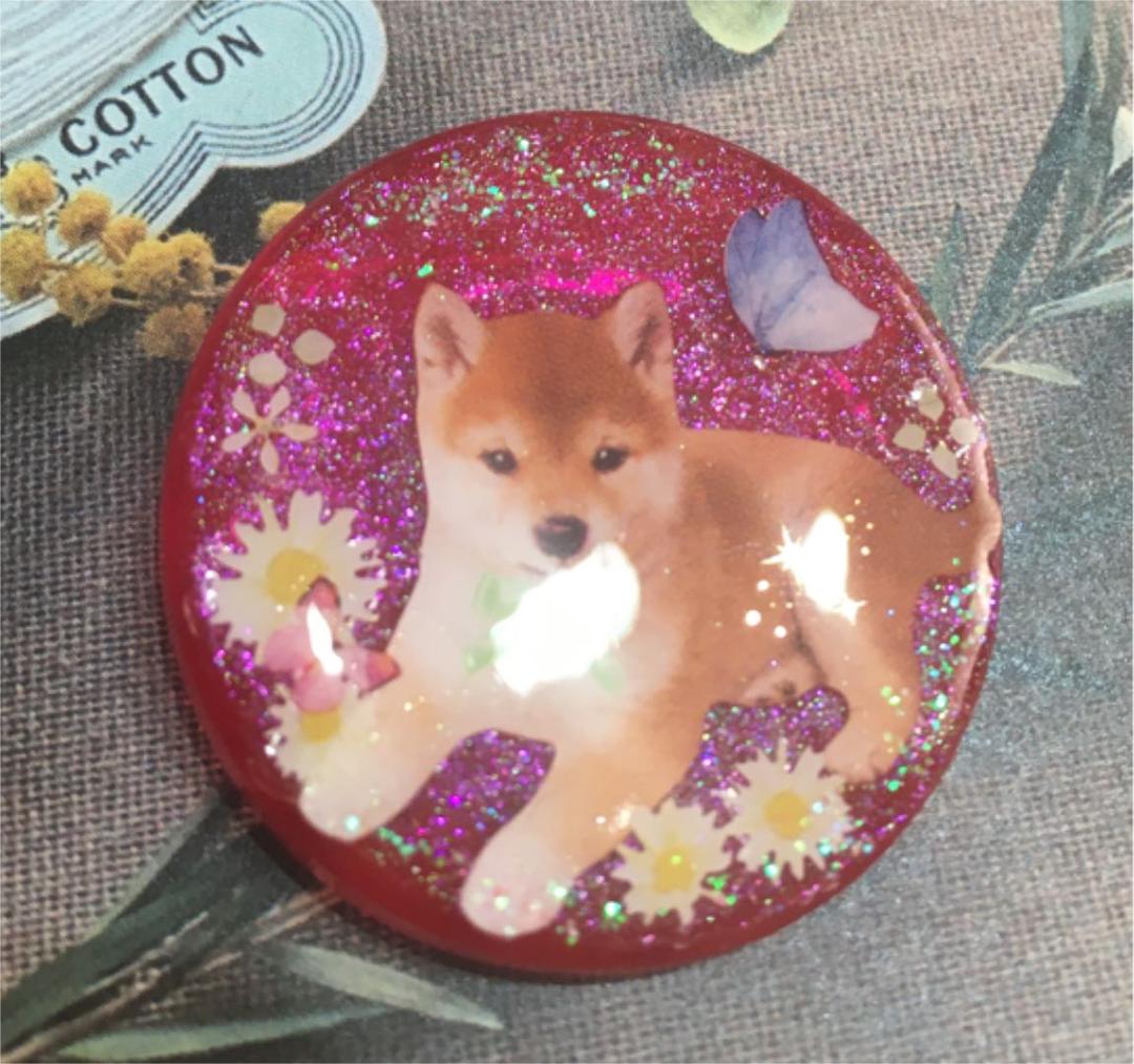 レジンヘアゴム、リボン茶柴くん