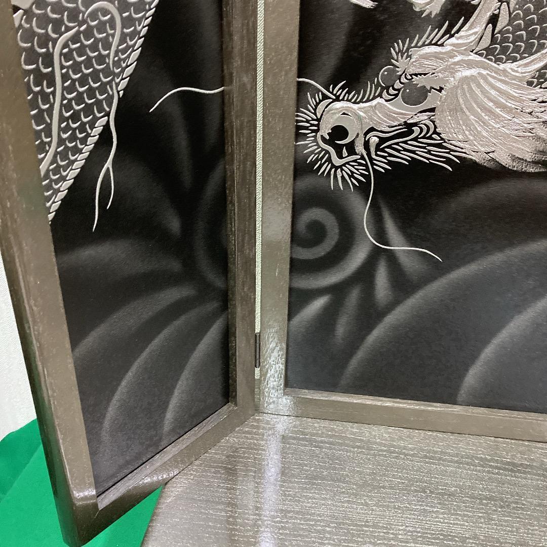 E2 高級桐　銀塗り台巾60㎝位　五月人形台屏風　5月兜台　5月屏風　鎧兜飾り