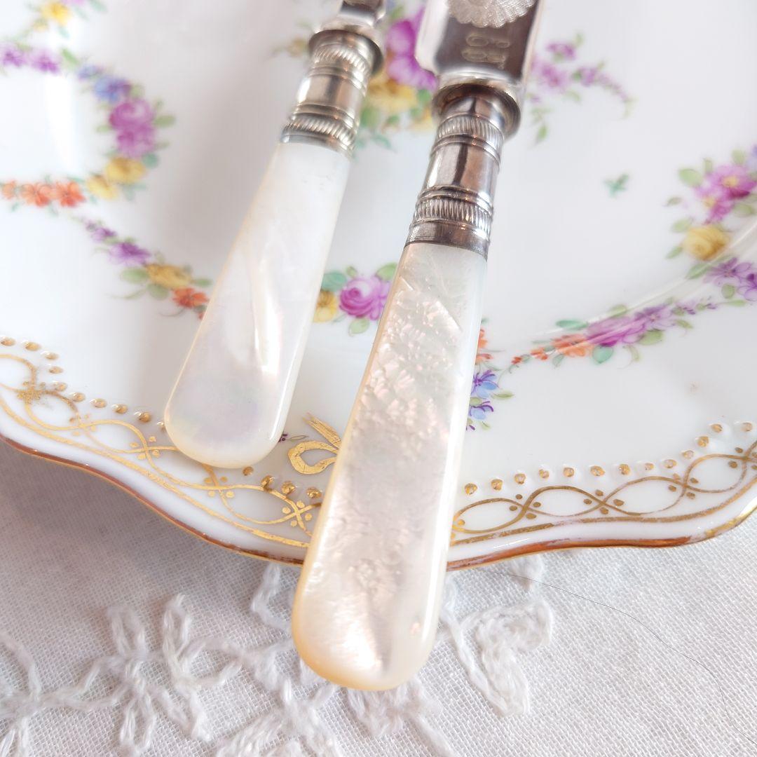 白蝶貝　マザーオブパール　デザートカトラリーセット