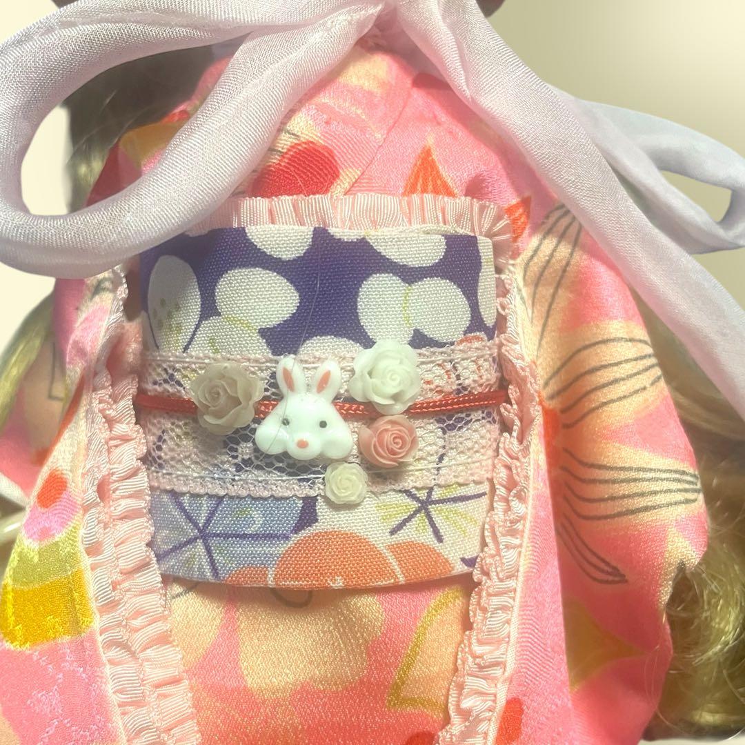 ブライス着物　ピンクボンネット