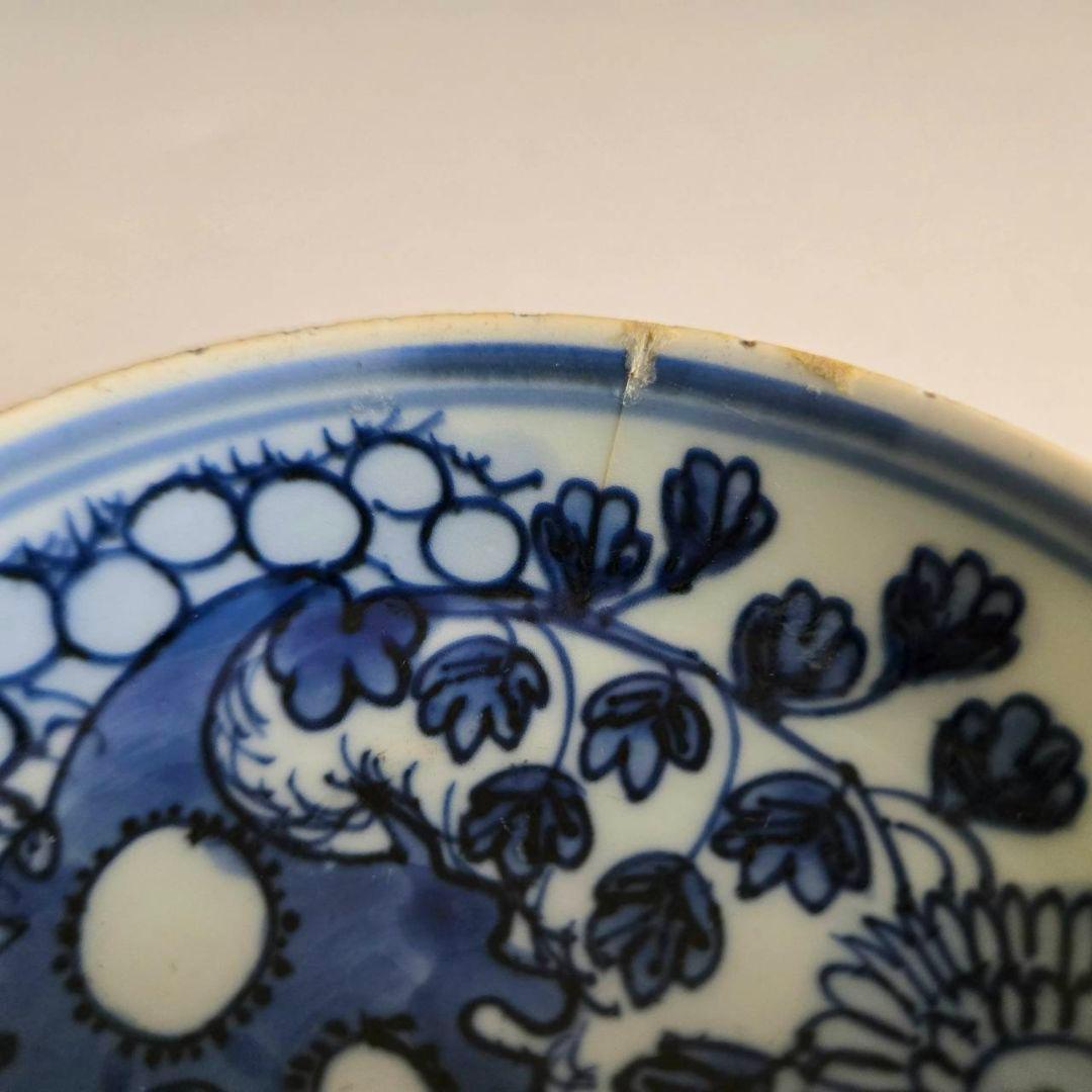 M-1238 中国明染付菊紋様　4寸皿　古染付