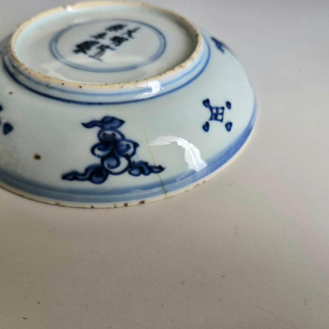 M-1238 中国明染付菊紋様　4寸皿　古染付