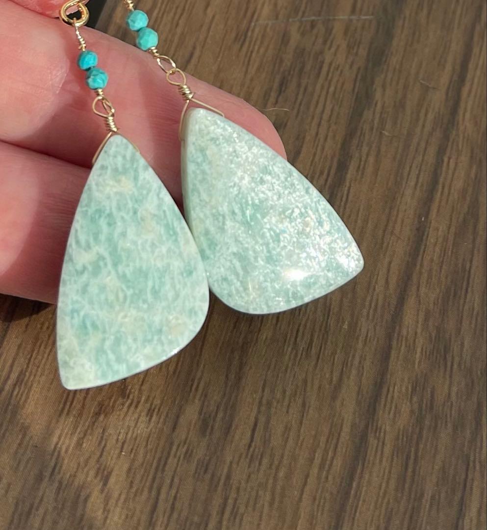 珍しいキラキラアマゾナイトのピアスチャーム·͜· ︎︎