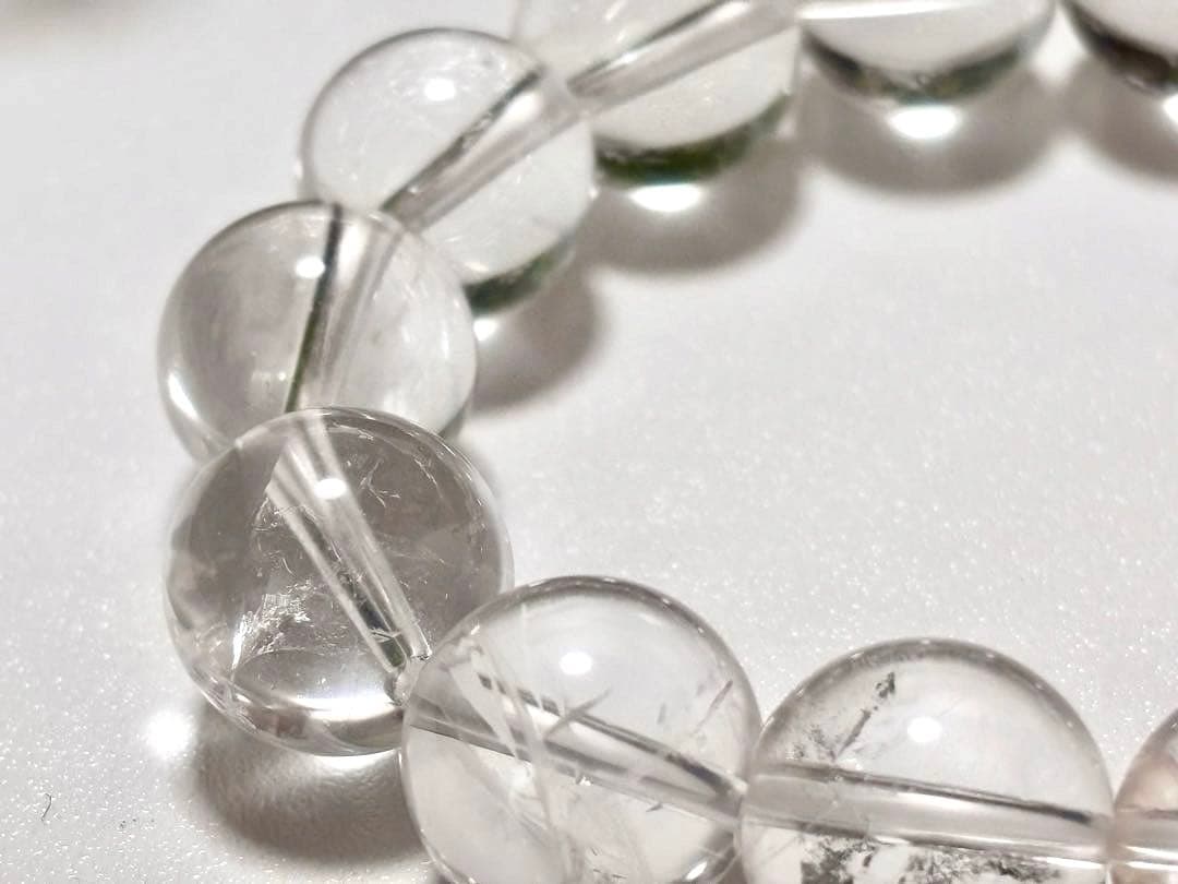 ご成約済　究極品質　ヒマラヤ幻の聖山　カイラス水晶の手磨き大珠ブレス　14.2㎜