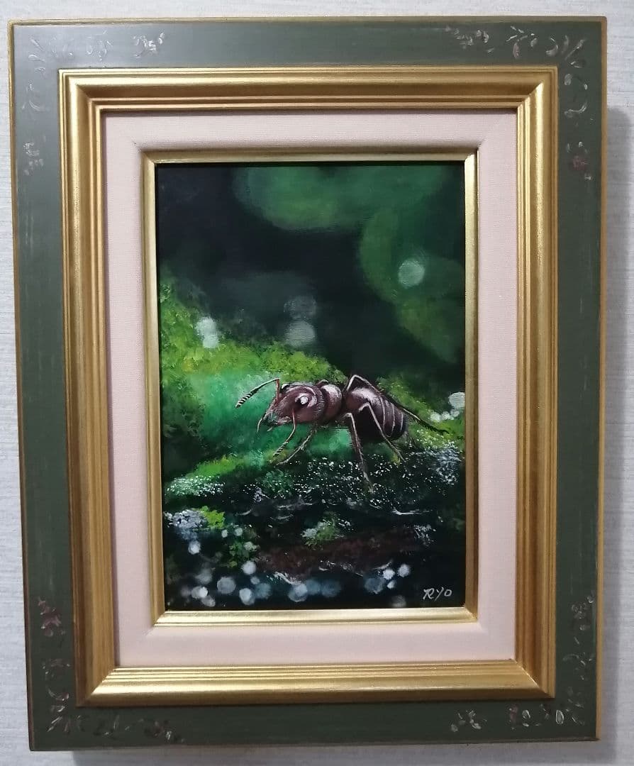 絵画　アクリル絵　額縁　ボード　蟻