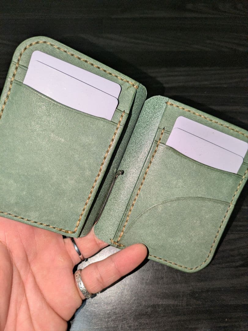 イタリアンレザー マネークリップ コンパクトウォレット 革財布 本革 総手縫い