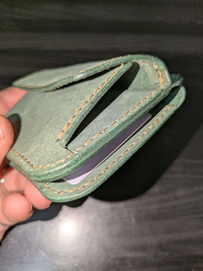 イタリアンレザー マネークリップ コンパクトウォレット 革財布 本革 総手縫い