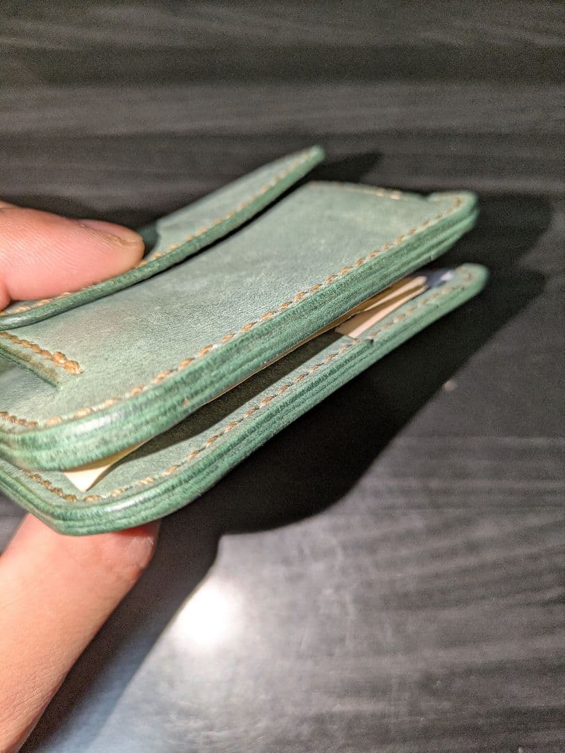 イタリアンレザー マネークリップ コンパクトウォレット 革財布 本革 総手縫い