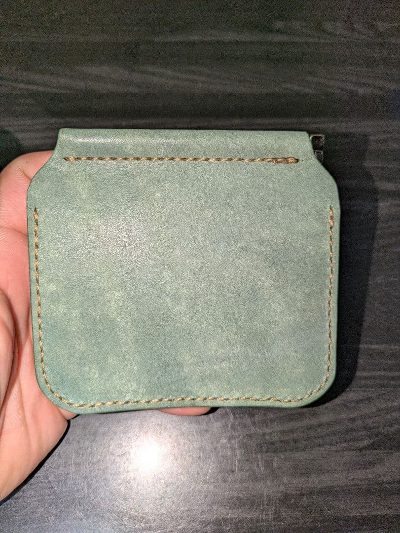 イタリアンレザー マネークリップ コンパクトウォレット 革財布 本革 総手縫い