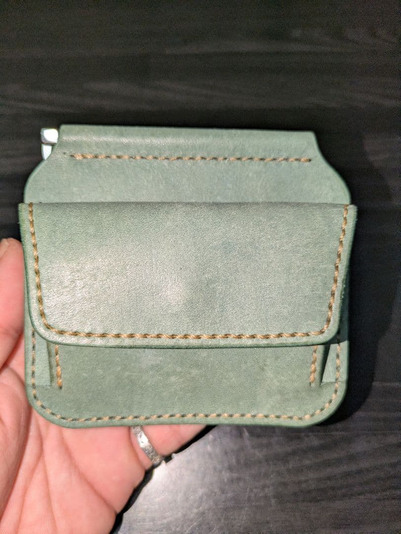 イタリアンレザー マネークリップ コンパクトウォレット 革財布 本革 総手縫い