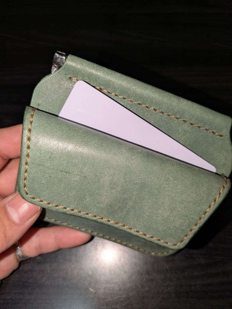 イタリアンレザー マネークリップ コンパクトウォレット 革財布 本革 総手縫い