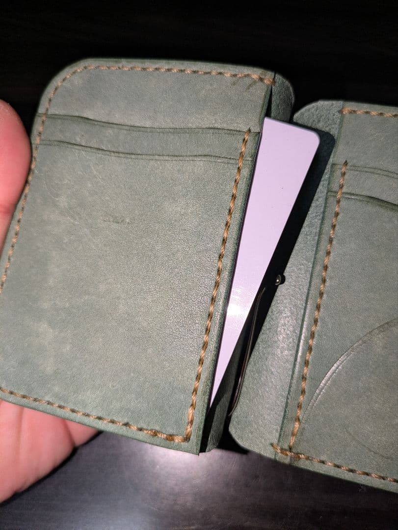 イタリアンレザー マネークリップ コンパクトウォレット 革財布 本革 総手縫い