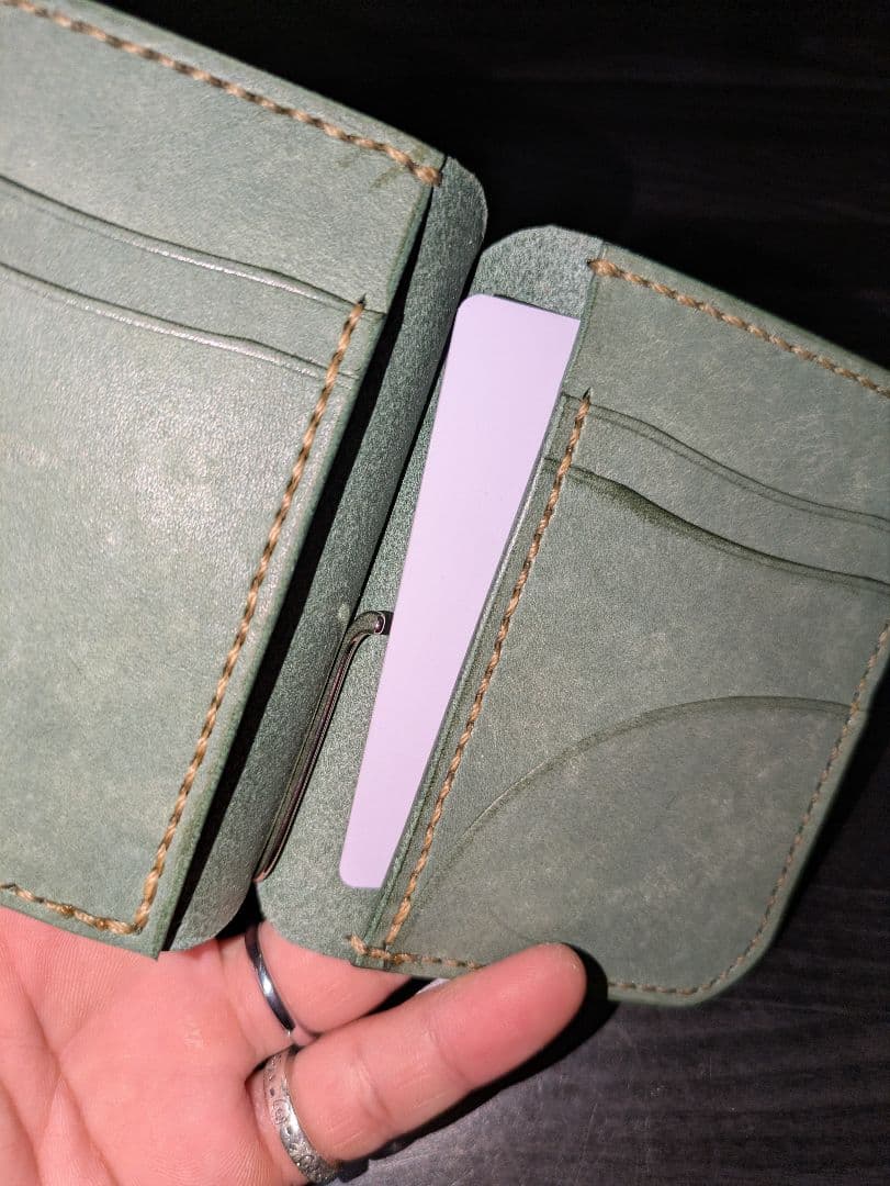 イタリアンレザー マネークリップ コンパクトウォレット 革財布 本革 総手縫い