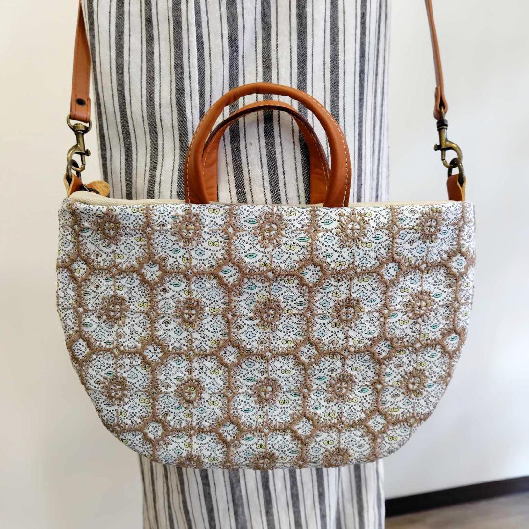 m*♡様 ミナペルホネン/フォレストウェーブ×アネモネ　カーキ/ミニラウンドショ