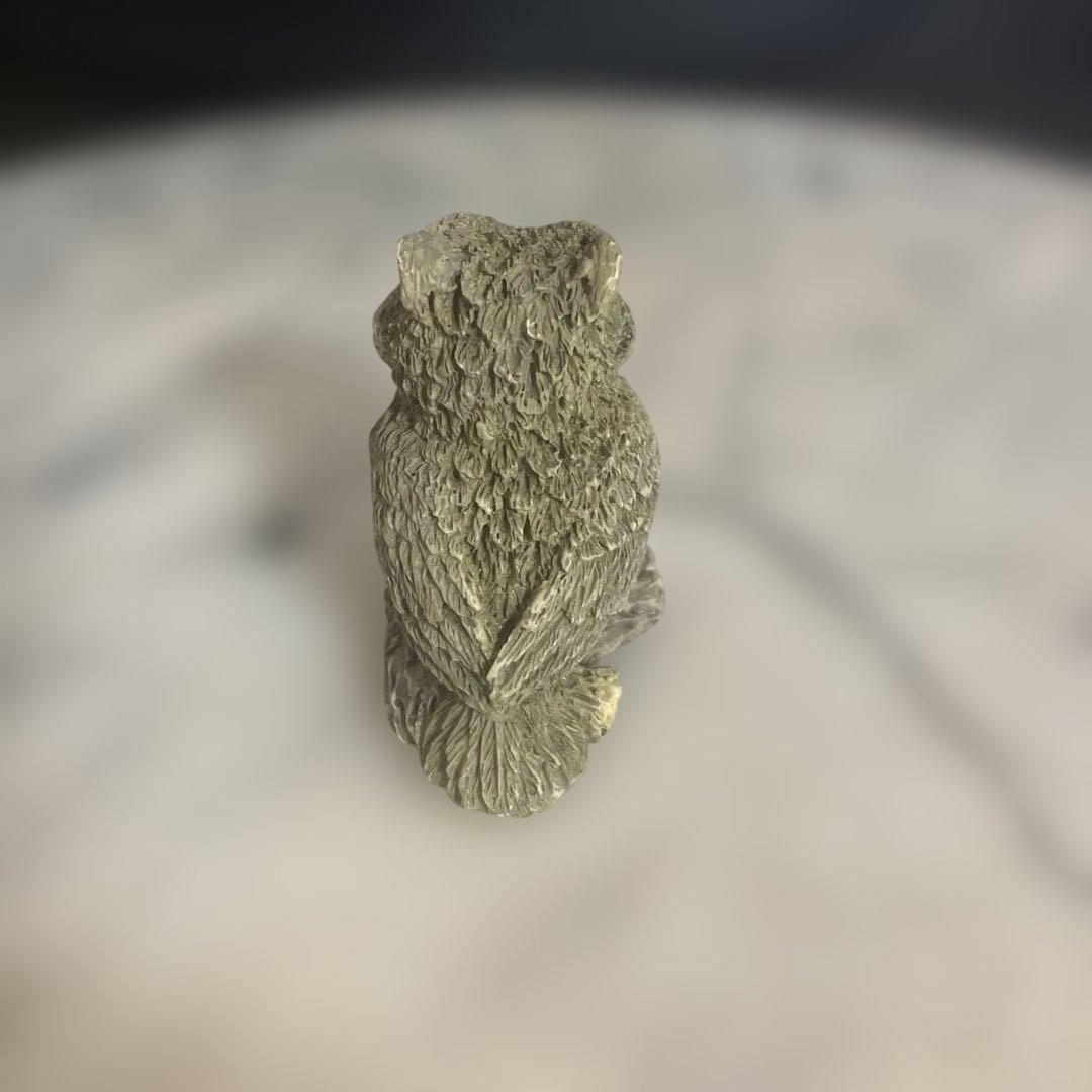 フクロウ家族の陶器置物 高さ約18cm