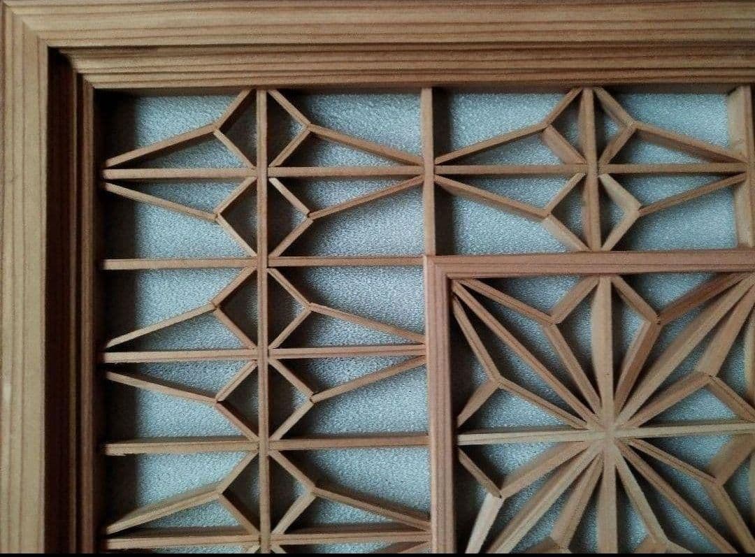 69❣️特価❣️ 麻の葉組子アクリル板入り2枚一組木製額縁