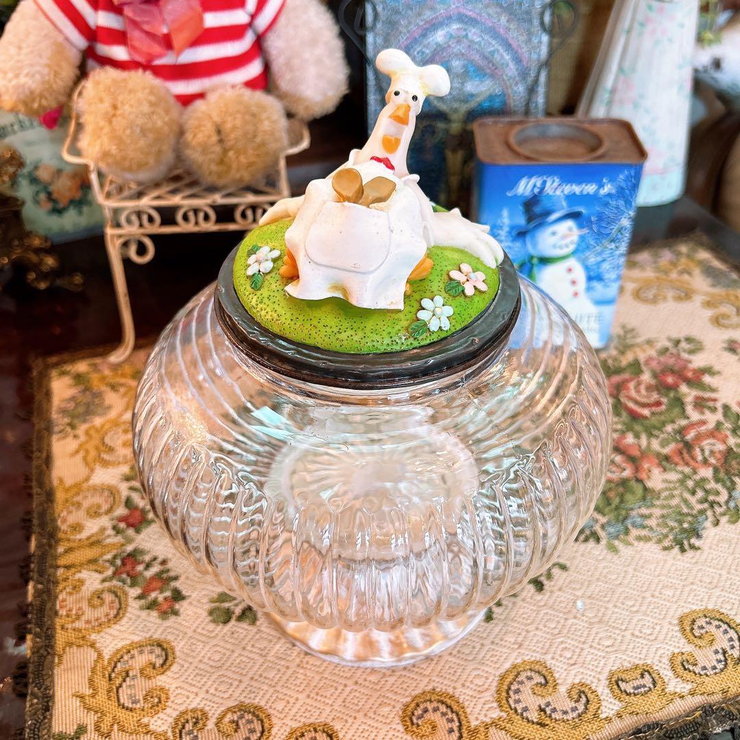 可愛いらしいキャンディポット ニワトリさんの飴入れ 可愛いらしいガラス容器