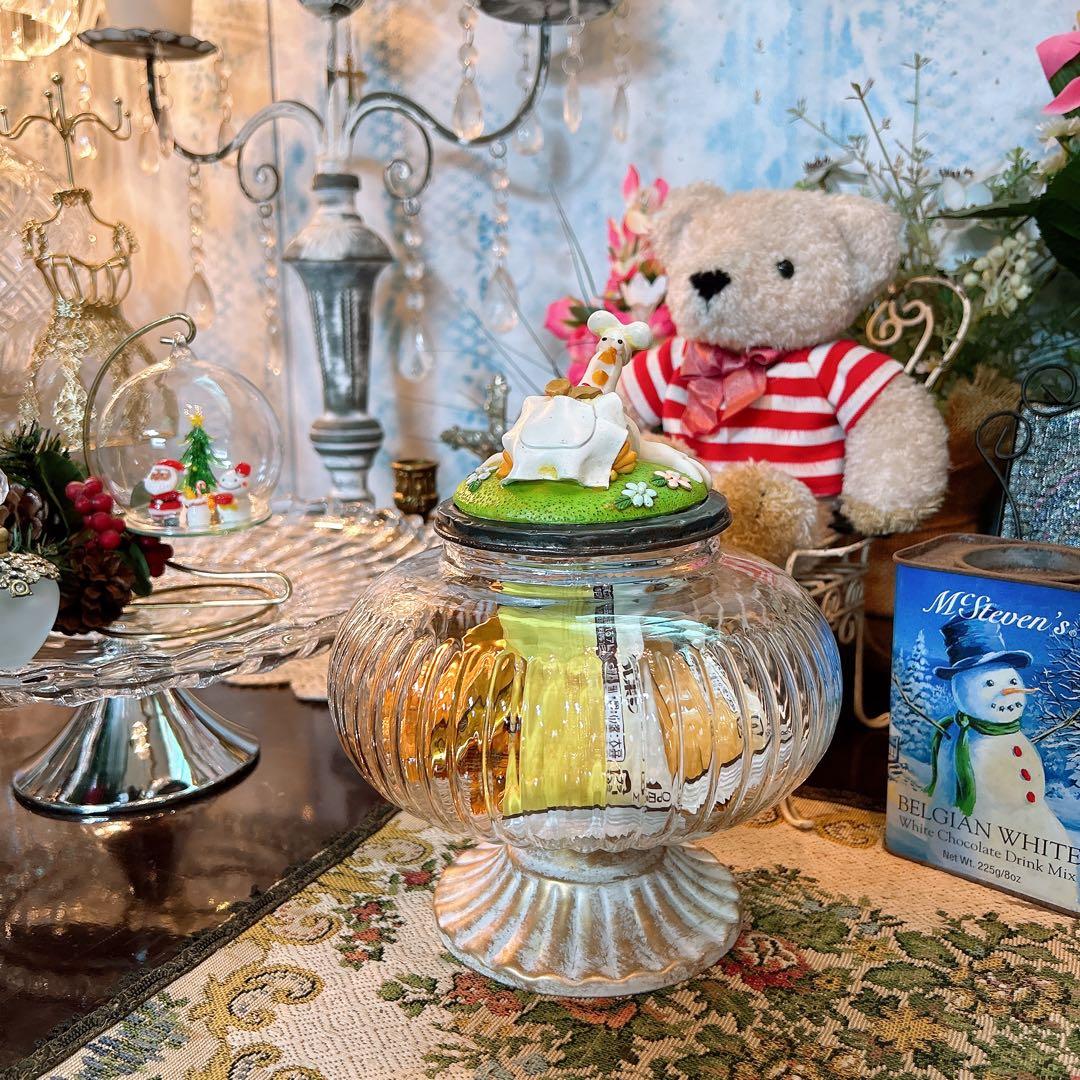 可愛いらしいキャンディポット ニワトリさんの飴入れ 可愛いらしいガラス容器