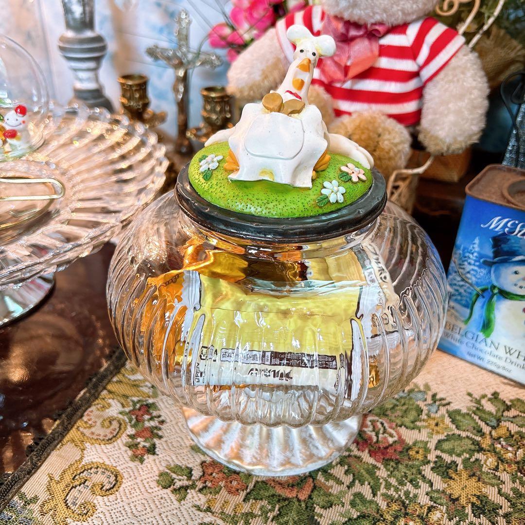 可愛いらしいキャンディポット ニワトリさんの飴入れ 可愛いらしいガラス容器