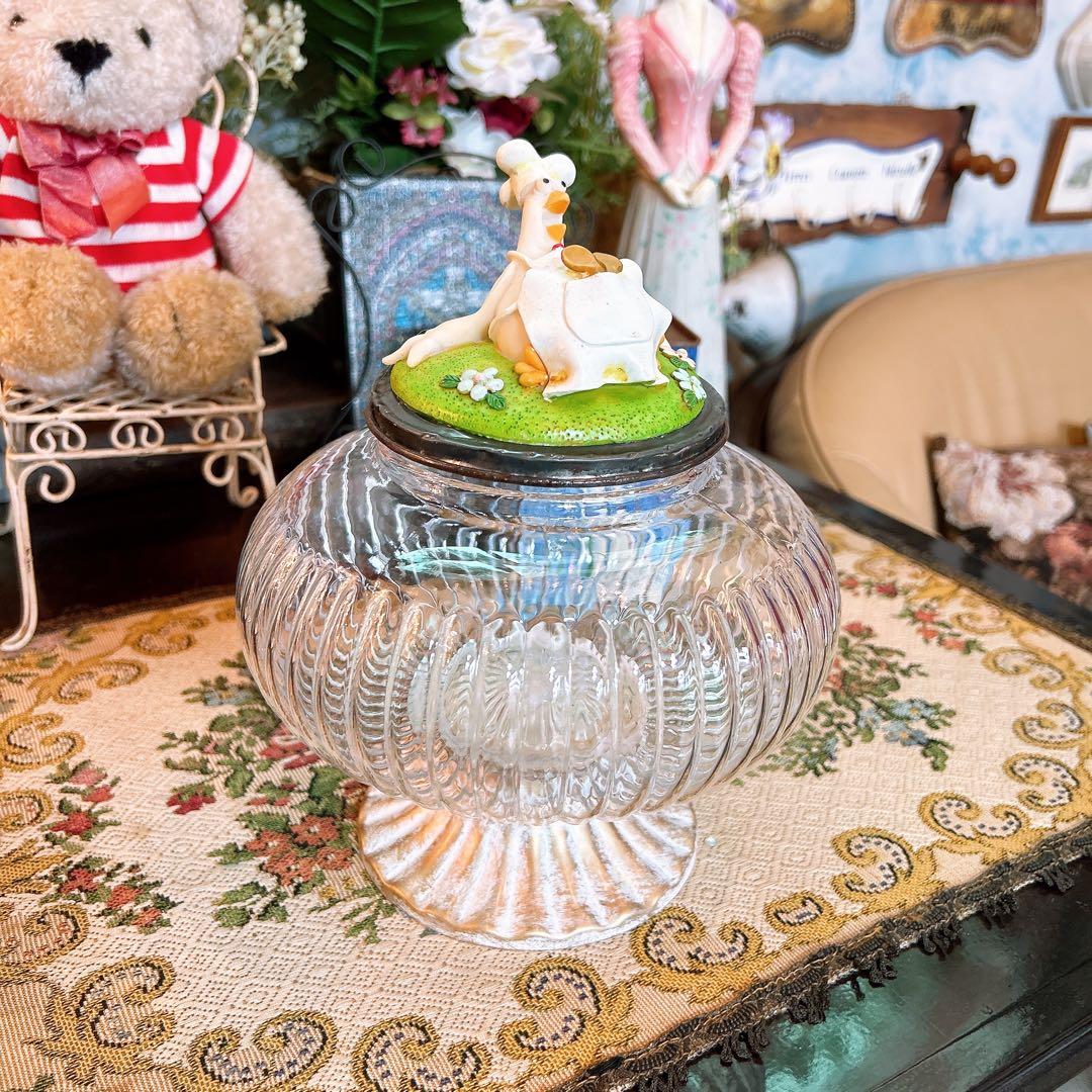 可愛いらしいキャンディポット ニワトリさんの飴入れ 可愛いらしいガラス容器