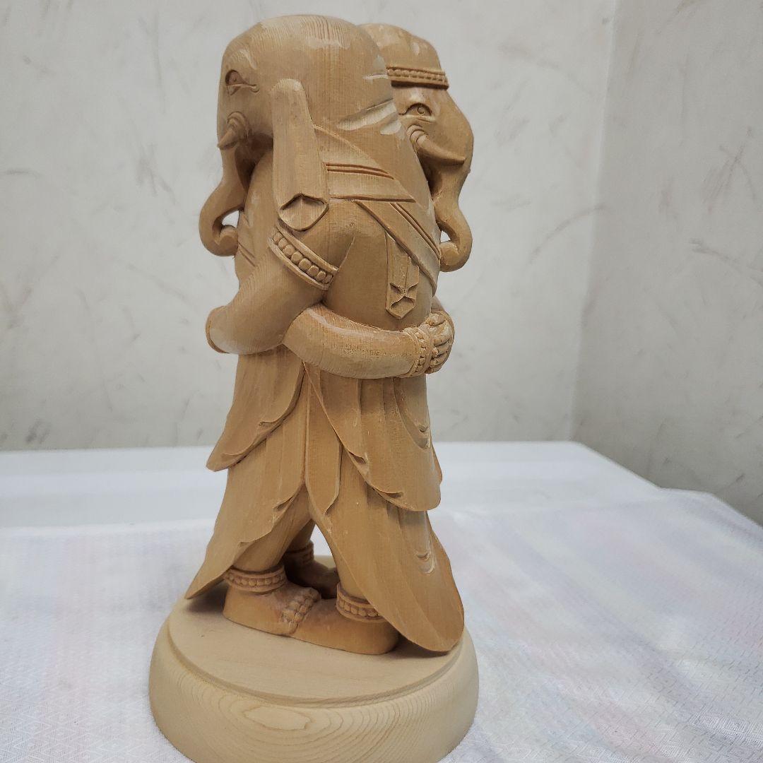 蔵出し特価ヒバ材 歓喜天 約21cm◆大聖歓喜天 象鼻天 ガネーシャ