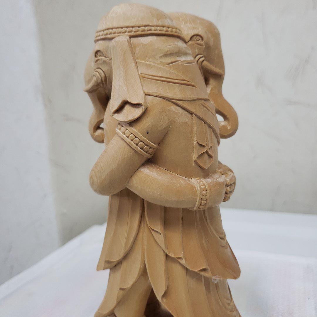 蔵出し特価ヒバ材 歓喜天 約21cm◆大聖歓喜天 象鼻天 ガネーシャ