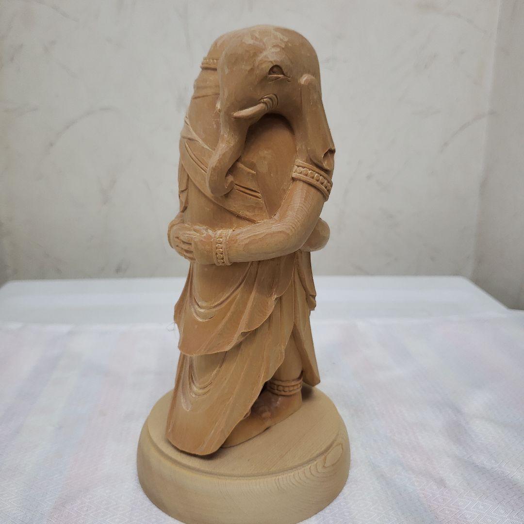 蔵出し特価ヒバ材 歓喜天 約21cm◆大聖歓喜天 象鼻天 ガネーシャ