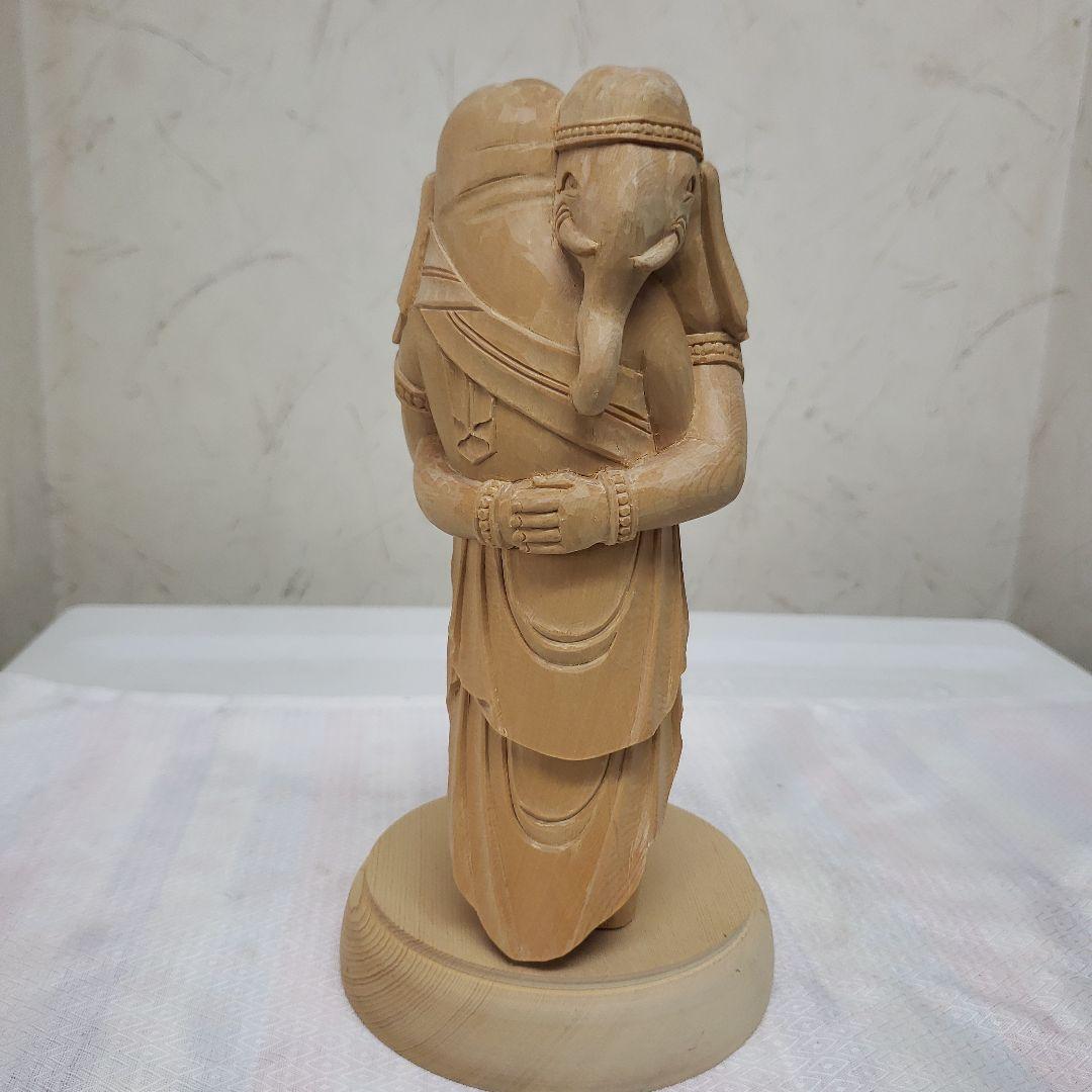 蔵出し特価ヒバ材 歓喜天 約21cm◆大聖歓喜天 象鼻天 ガネーシャ