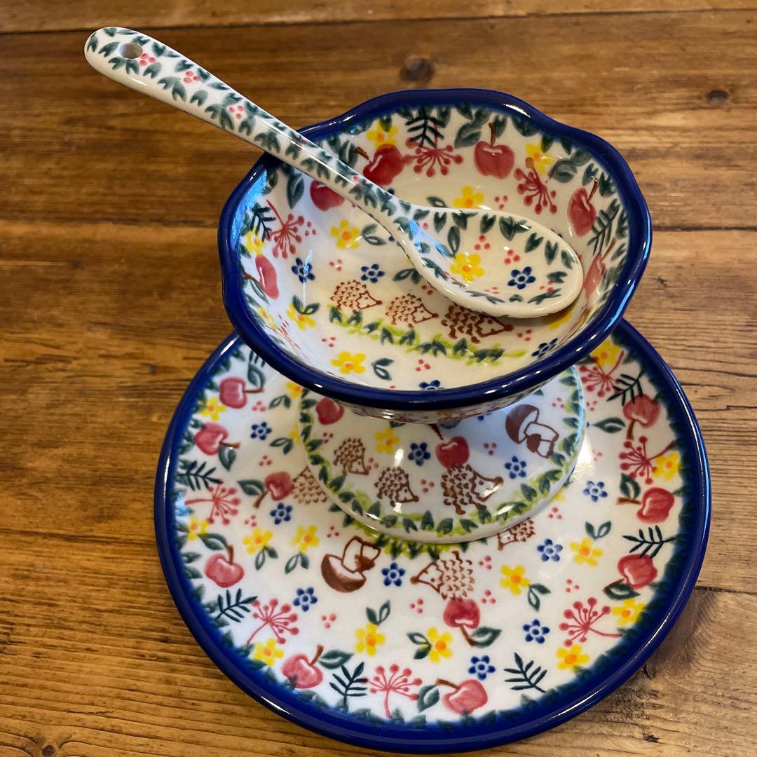 新品VENAポーランドポタリー可愛い大渋滞！ハリネズミの親子はりねずみ3点セット