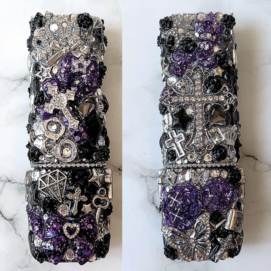 全目埋め尽くしdeco IQOSイルマワンデコケース電子タバコIQOSデコ紫黒