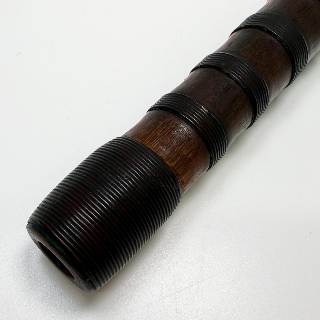 年代物 能管 39.5㎝ 竹管 内朱塗 能笛 頭金 和楽器 横笛