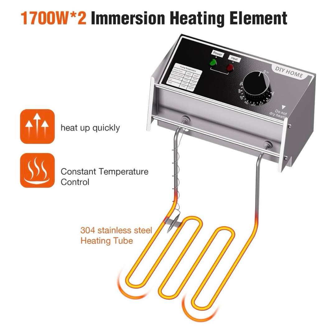 電気フライヤー 3400W 卓上フライヤー 2×6L 取外し可能なバスケット付