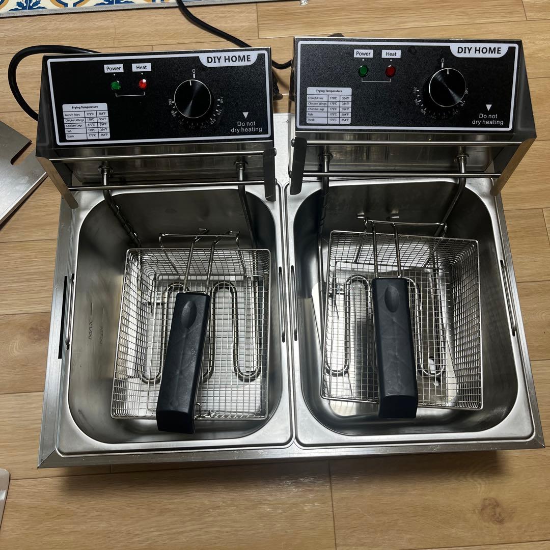 電気フライヤー 3400W 卓上フライヤー 2×6L 取外し可能なバスケット付