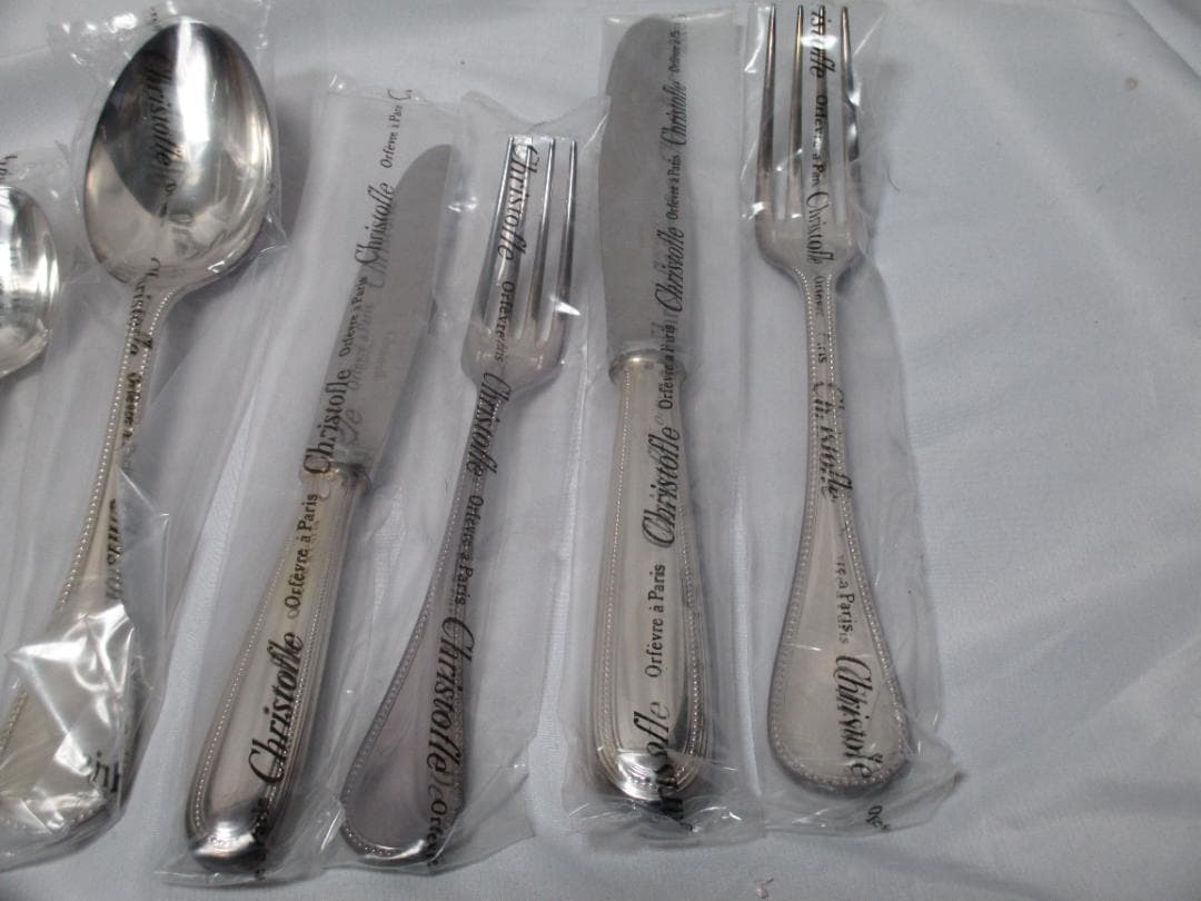 【新品未使用】2セット　クリストフル 12点カトラリーセット　革ケース付