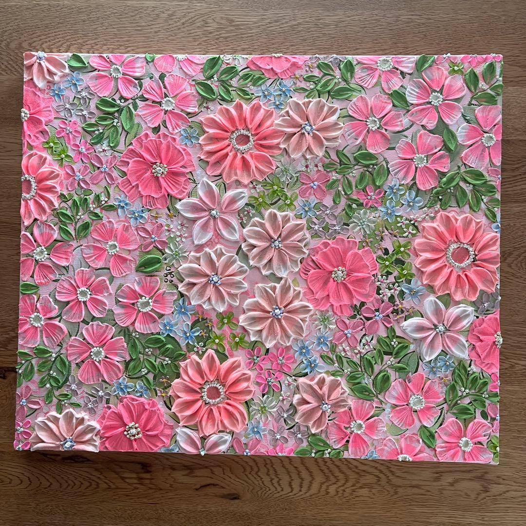 ピンク　ピンクのお花 壁掛けアート 絵画 花の絵 フラワーアート フランフラン