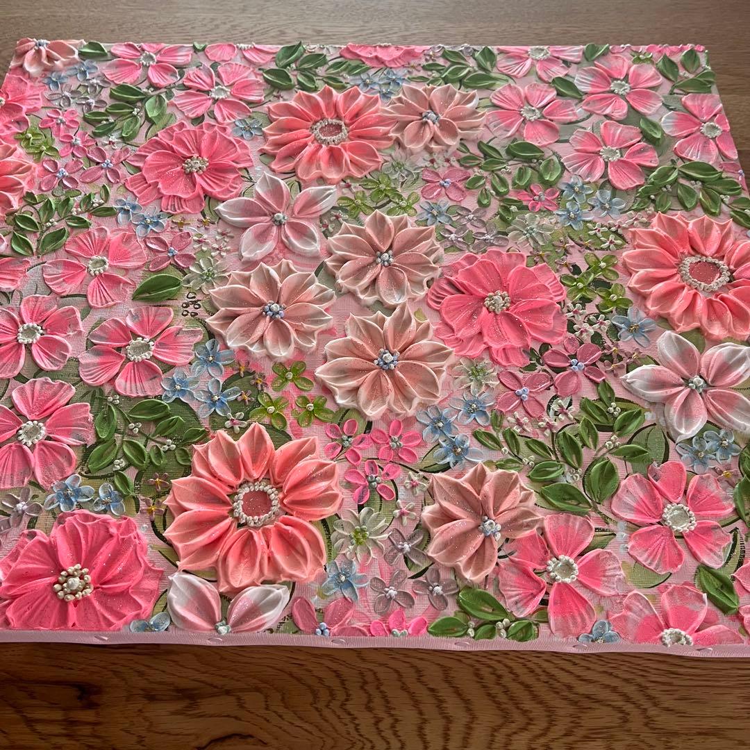 ピンク　ピンクのお花 壁掛けアート 絵画 花の絵 フラワーアート フランフラン